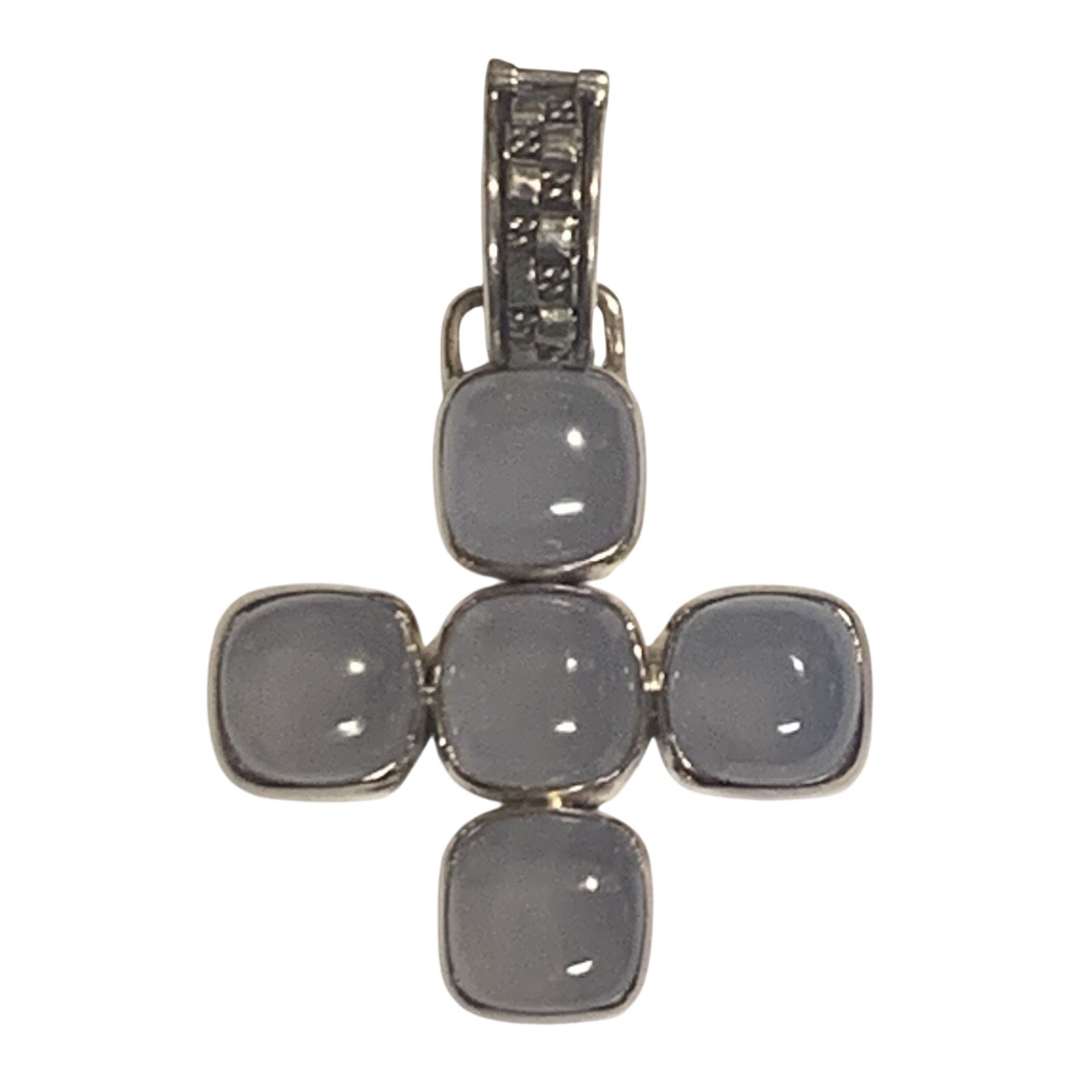 Lori Bonn Cross Pendant Sterling Silver And Blue Chalcedony Pendant Vintage